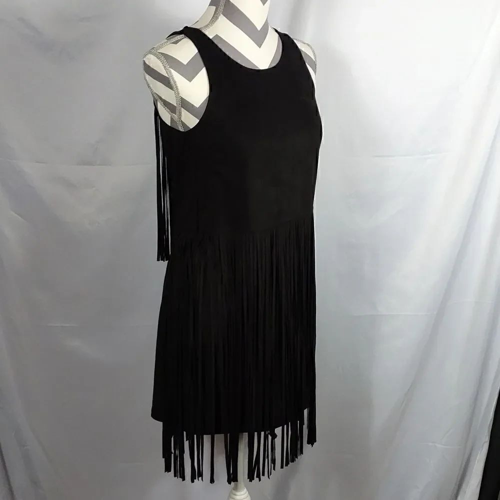 Love Riche LBD Fringed Sleeveless Mini Dress